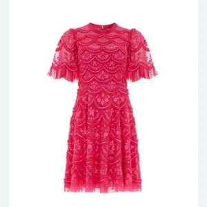 NWT Needle & Thread PINK LILY BLOOM mini dress size 14